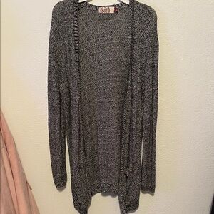 SO Open-Front Marled Gray Knit Cardigan
